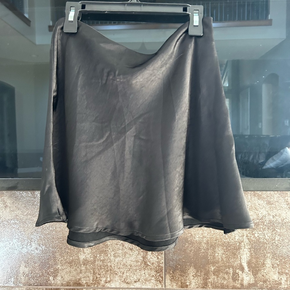 OAK + FORT Black Asymmetrical A-Line Mini Skirt